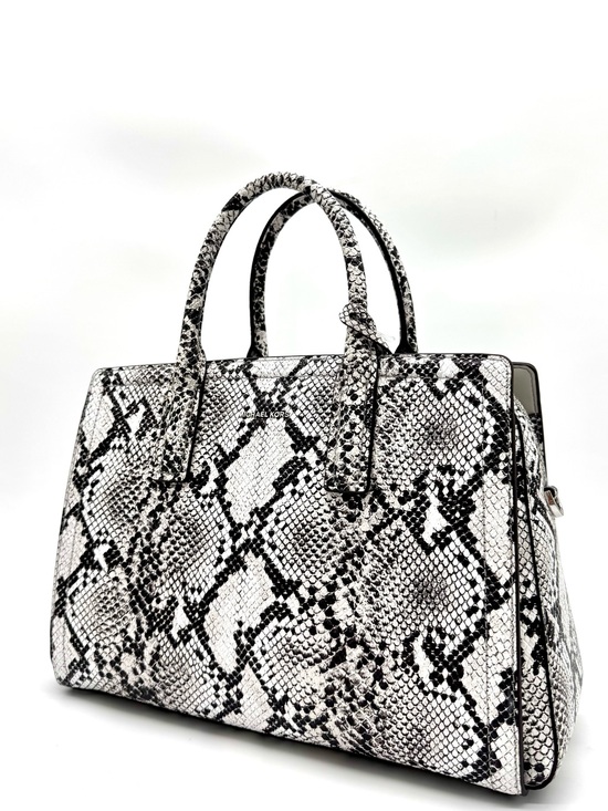 Michael Kors Handbags - Michael Kors Laila Medium Snakeskin Leather Satchel Bag - Aluminum